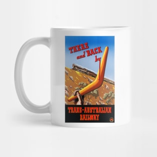 Vintage Travel Poster There and Back by Trans Australian Railway Australia Mug